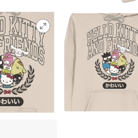 Hello Kitty & Friends Collegiate Characters Light Birch Hooded Sweatshirt L - Picture 5 of 5